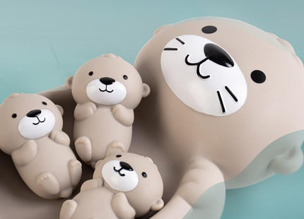 NEXTAKE Otter Bath Toy Set, Child-Mother Otter Playset Tub Toy, 1 Mother Otter and 3 Baby Otters Water Toy Bathtub Otter Toy Set Otters Family Floating Toy for Babies