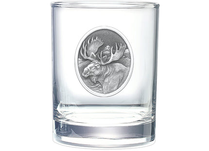 Heritage Pewter Moose Double Old Fashion | Double Rocks Glass 14 OZ for Liquor | Expertly Crafted Pewter Glass