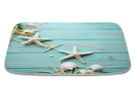 Final Friday Modern Beach Ocean Coastal Bath Rugs Non Slip Shower Mat Bathroom Decor Door Rug (16x24 inches, Seashell Blue)