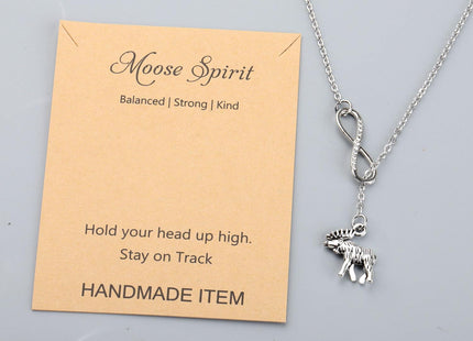 MAOFAED Moose Necklace - Moose Spirit Balanced Strong Kind - Inspirational Gift