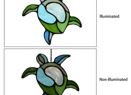 HAOSUM Sea Turtle Stained Glass Window Hanging,Turtle Suncatcher for Window
