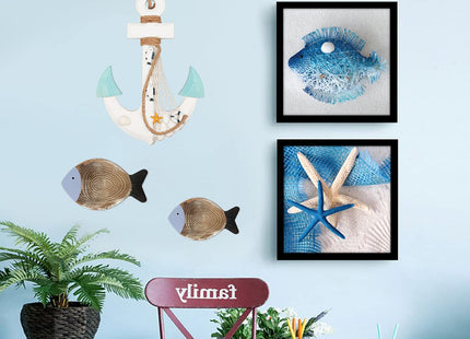 13" Nautical Wooden Anchor with Rope Nautical Beach Wood Anchor Wall Art Decor Door Hanging Ornament Beach Theme Home Decoration (White&Green)