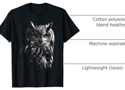 Owl Artwork - Bird Art Animal Owl T-Shirt, Men, Black, 3X-Large
