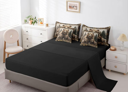 Feelyou Bear Twin Comforter Set with Sheets for Kids Boys Girls Wild Animal Hunting 7 Pieces Bedding Set Western Cabin Bed in a Bag Rustic Country Farmhouse Room Decor Yellow Brown