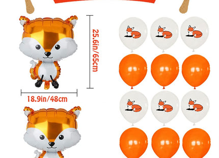 Fox Theme Birthday Party Supplies Decorations, 38PCS Fox Party Supplies Kit includes Fox Happy Birthday Banner, Fox Balloons and Various Party Tableware Supplies with Cartoon Fox