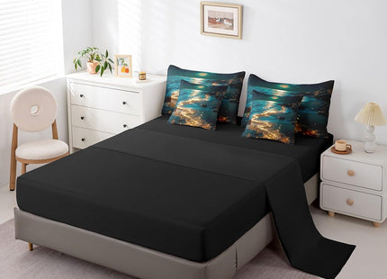 Feelyou Moonlight Beach Comforter Set with Sheets 7 Piece Full Size