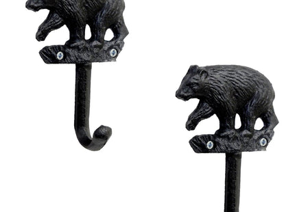 BestGiftEver Decorative Wall Coat Hooks Set of 2 with Black Bear