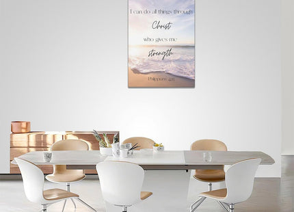 Tijuboni Coastal Sunrise Decor Wall Art I Can Do All Things Through Christ Decor Bible Verse Pictures Canvas Prints Christian Religious Spiritual Artwork for Bathroom Bedroom Office 12"x16"