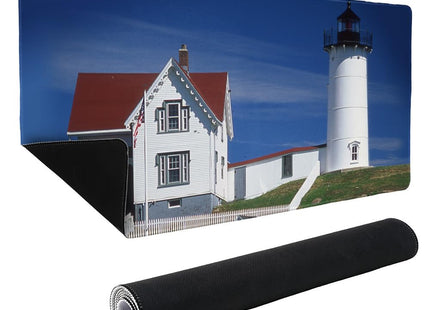 Nubble Lighthouse Maine ME Large Gaming Mouse Pad Desk Mat with Stitched Edges, Non-Slip Base for Gamer, Home and Office