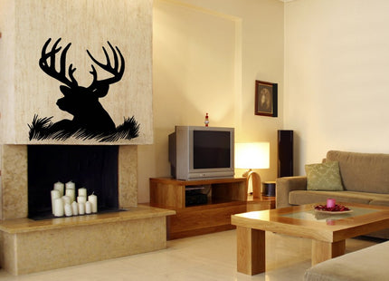 Deer Head Silhouette Buck Hunting Vinyl Wall Decal Sticker Art, Home Decor, Mural