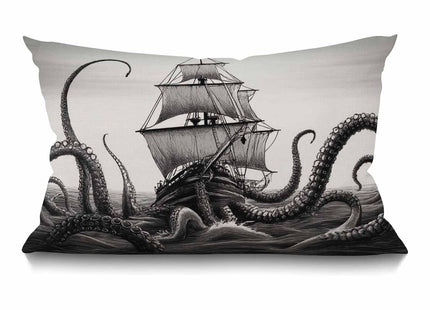 Smooffly Boat and Octopus Lumbar Pillow Cover 12x20 Inch Oblong Cotton Linen Decorative Throw Pillow Cover Cushion Case for Sofa Couch Home Farmhouse Decor