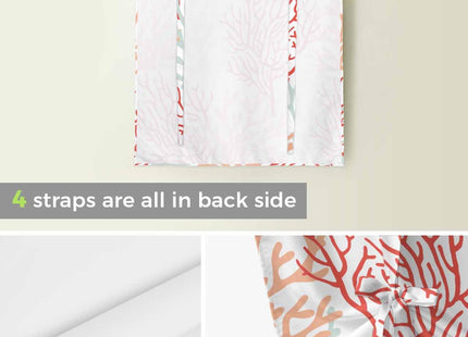 Summer Ocean Coral Tie Up Curtain for Kitchen,Nautical Coastal Adjustable Balloon Curtains,Red Orange Tie-up Shade Valance Rod Pocket Curtain,Sea Life Thermal Insulate Window Treatment 34x45in