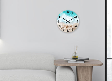 XNM Modern Coastal Glass Wall Clocks Battery Operated 12 Inch