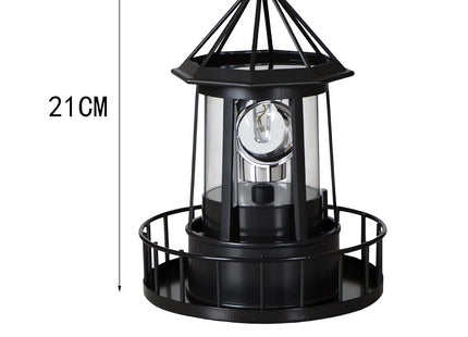 Solar Lighthouse Rotating Light - 360 Degree Light Houses Lamp For Yard, IP65 Waterproof Durable Lighthouse Lamps Towers Statue Lights For Outdoor Garden Pathway Patio (Black -Large - Style B)