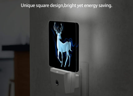 Jopowide Blue Deer Night Light, Northern Lights Night Lights Plug into Wall Decor for Bedroom, Bathroom, Hallway, Kitchen, Dusk to Dawn Sensor Nightlights for Women Men Room Gifts