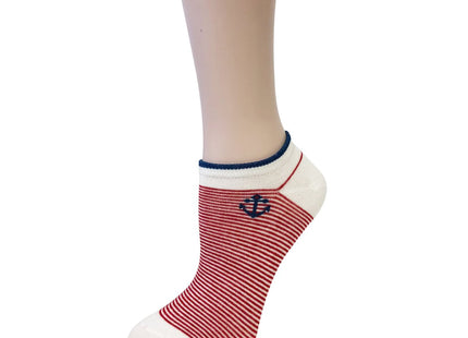 Bowbear Womens 5-Pair Low Cut No Show Ankle Socks, Nautical