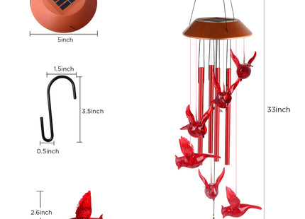 Cardinal Wind Chimes for Outside Mother Gift Red Cardinal Gifts for Women Memorial Chimes for Mom Solar Red Bird Solar Lights for Loss of Loved One Garden Cardinal Decor
