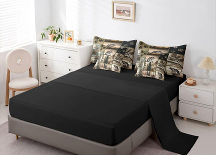 Feelyou Fish Comforter Set with Sheets 7 Piece Queen Size Hunting Fishing