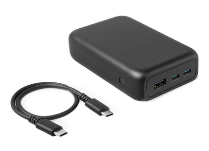 Amazon Basics High-Capacity Portable Charger Power Bank with 3-Port Output, 20,000 mAh, Black