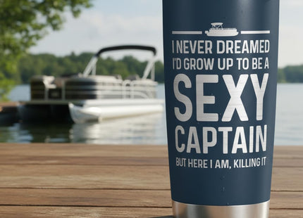 FROOBLEQUIRK Pontoon Captain 20 oz Tumbler – Funny Boating & Lake Life Drinkware, Gift for Boat Owners & Pontoon Lovers, Nautical Stainless Steel Insulated Cup