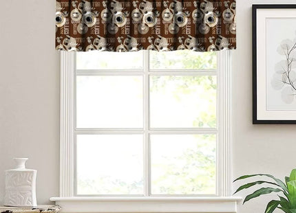 Retro Rustic Valance, Lodge Bear Moose Deer Pine Tree Vintage Farmhouse Style Window Curtain Valance for Bedroom Kitchen Living Room, One Panel 54x18in