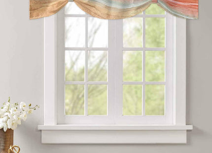 RisQiten Burnt Orange Ombre Coastal Tie Up Valance Curtains for Windows, Summer Nautical Beach Kitchen Curtains Window Treatments, Ocean Seaside Short Window Valances for Bedroom Bathroom 54"x18"