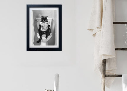 Framed Animal Bathroom Painting Bear on Toilet Wall Art Black and White Bathroom Wall Art Canvas Print Artwork