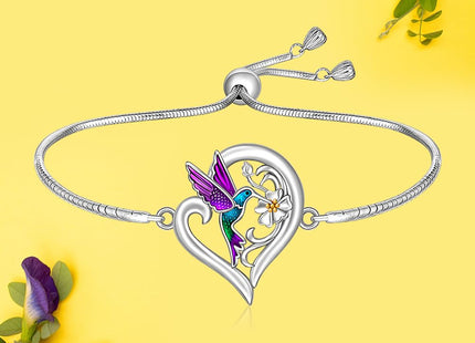 Hummingbird Bracelets for Women Sterling Silver Purple Hummingbird Bracelet