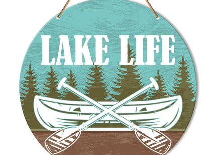 Muktoujaumai Lake House Wall Decor, Rustic Lake Life Sign, 10.2" x 10.2" Wooden Wall Sign, Hanging, Farmhouse, Bathroom, Cabin, Kitchen, Beach House, Door