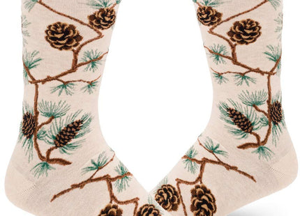 ModSocks Men's Pinecone Crew Socks in Heather Cream