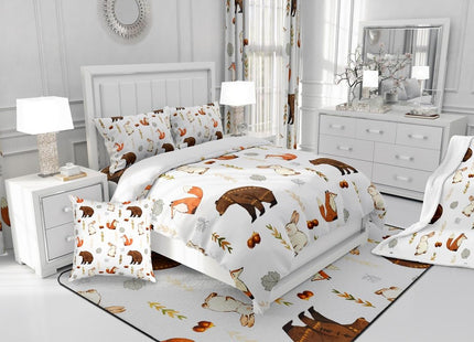 Feelyou Jungle Animal Comforter Set Twin Size Cute Bear Bedding Set Cabin