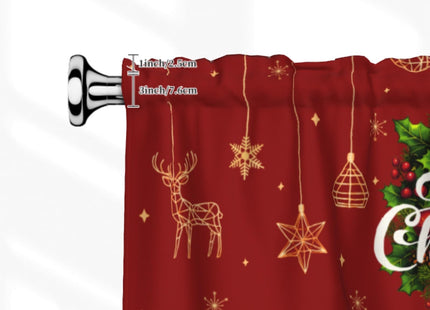 Evlaschin Merry Christmas Window Valances Xmas Ornament Holly Berry Wreath Kitchen Valance Winter Deer Snowflakes Rod Pocket Curtain Valance 54x18inch 1 Pack for Bedding Dining Room Decor