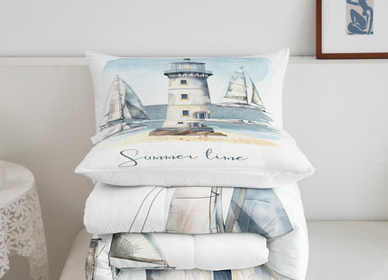 Erosebridal Nautical Sailboat Comforter Set Twin Size 2 Piece Bedding Set