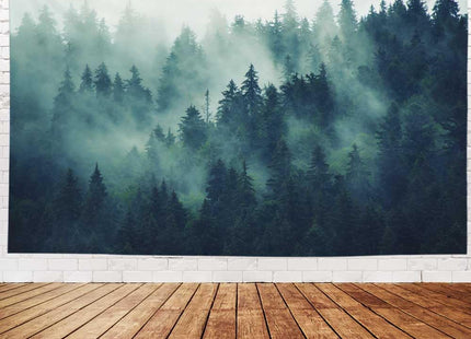 EMMTEEY Forest Tapestry 60X40 Inch Green Misty Pine Tree Nature Wall Art