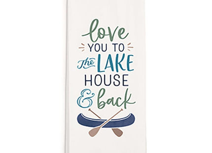 P. Graham Dunn Kitchen Towel - Absorbent Cotton Tea Towel - Love You to the Lake House & Back Canoe Design, 16" x 28"