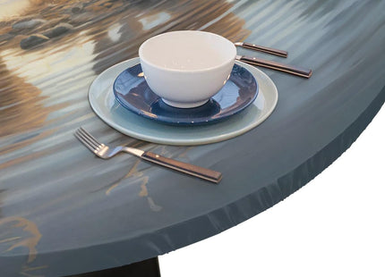 Pardick Autumn Deer Round Fitted Tablecloth with Elastic 40-44In