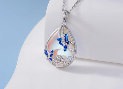 POTOPYY Moonstone Hummingbird Necklace for Women Sterling Silver Teardrop Necklaces Pendant Hummingbird Jewelry Gifts for Women Daughter