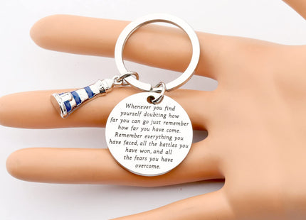 TIIMG Lighthouse Motivational Gifts Nautical Lighthouse Keychain Prayer Religious Christian Gifts (Lighthouse whenever)