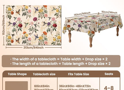 ANATTASOUL Hummingbird & Peony Rectangle Tablecloth for Dining Table