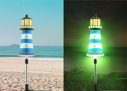 AQEENURA Solar Lighthouse, 2 PCS, 7 Colors Changing
