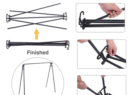 Lineslife Grill Swing Hanging Campfire Cooking Stand with Adjustable Iron Grill Grate, Collapsible Campfire Cooking Rack with Hooks and Accessories for BBQ Picnic, Outdoor Camping Cookware, Dutch Oven