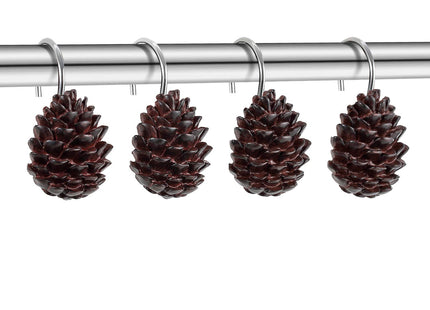 CHICTIE Pinecone Shower Curtain Hooks,12 Christmas Shower Rings Hangers