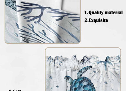 Lsrtoss Blue Sea Turtle Swag Valances for Windows, Kitchen Curtains 36 Inch Length 2 Panels Set, Beach Coastal Nautical Ocean Coral Short Curtain for Small Windows Rod Pocket Cafe 28"x36"