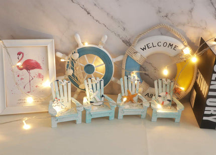 4 Pack Wooden Handmade Mini Chair Ornament Beach Decor Nautical Decoration for Bathroom Bedroom Decor Home Decor Article Home Office Desk, 4 x 3.75 x 3.75 inches (Light Blue)
