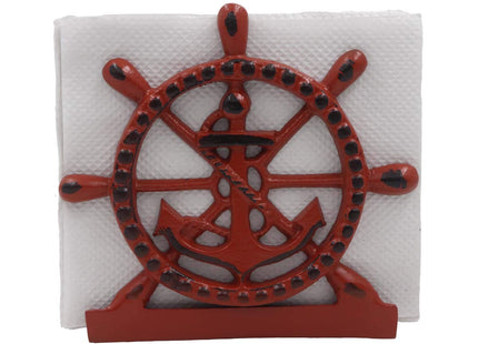 THDC Nautical Napkin Holder, Lunch, Dinner, Nautical Collection Napkin Holder, Made of Metal (Anchor Distressed Red)