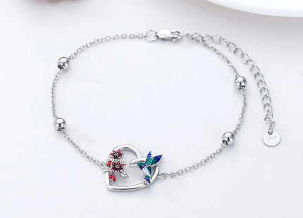 LONAGO Hummingbird Bracelet Sterling Silver Hummingbird Link Adjustable Bracelet Jewelry Gift for Women