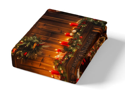 Xmas Duvet Cover Set Queen Size,Christmas Fireplace Christmas Tree Bedding Set Kids Boys Girls Room Decor,Merry Christmas Comforter Cover 3Pcs,Pine Tree Bedspreads Cover,2 Pillowcases(NO Comforter)