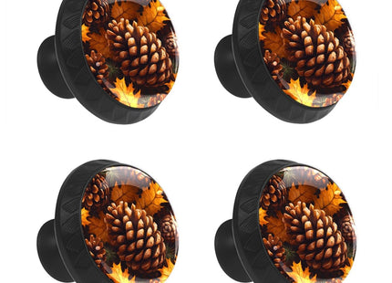 Genhuyiz 4 Pcs Black Cabinet Drawer Knobs Fall Pine Cone Decorative Glass Knobs Pulls for Dressers Cabinets Drawers Kitchen Wardrobe Cupboard Furniture Hardware Handles