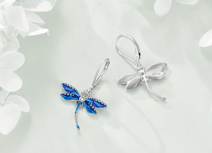 Dragonfly Earrings Gifts Sterling Silver Cute Blue Dragonfly Dangle Earrings Jewelry for Women Teen Mother Friends Girlfriend