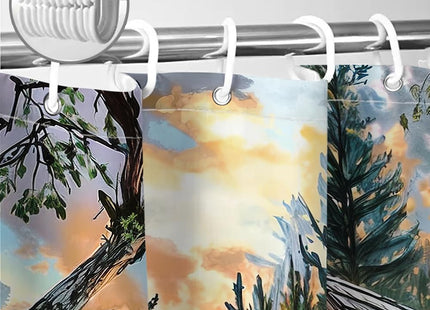 Sanzugh Rustic Cabin Fish Shower Curtain, Country Lake Bass Fishing Fabric Shower Curtains Set for Men Bathroom Decorative with Hooks 72X72 Inch Camo Mountain Forest Hunting Bath Decor